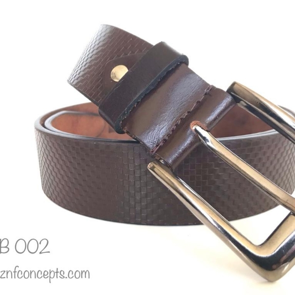 Genuine Leather Belt, Coffee Brown embossed. - Picture 2 of 7